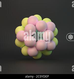 Astratto struttura molecolare con particelle. Background scientifico. Struttura di collegamento. 3D illustrazione vettoriale per la progettazione. Illustrazione Vettoriale