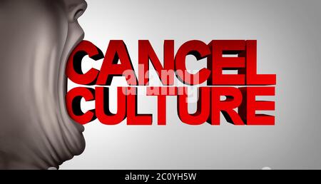 Annullare il concetto di censura dei mezzi di cultura o il controllo limitato di parole e pensiero e annullare o limitare le opinioni che sono offensive o controverse Foto Stock