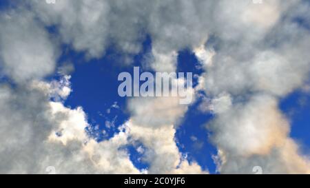 Nuvole bianche nel rendering 3d del cielo blu Foto Stock