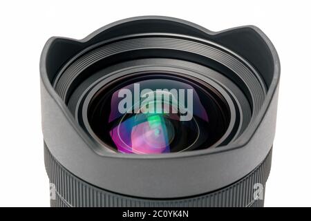 Primo piano di una macro di un obiettivo fotografico Foto Stock