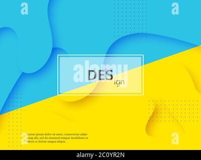 Liquido astratto sfondo giallo e blu. Illustrazione Vettoriale