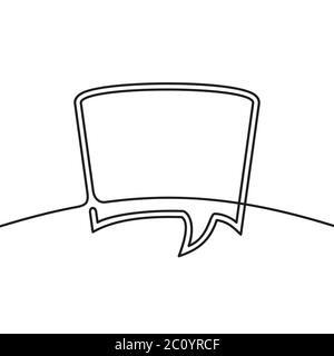 Rappresentazione in linea continua di discorso bolla, in bianco e nero in stile minimalista di vettore illustrazione lineare Illustrazione Vettoriale