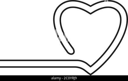 Disegno a linea continua del cuore, vettore bianco e nero illustrazione minimalista del concetto di amore Illustrazione Vettoriale