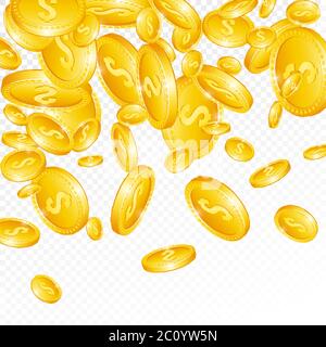 monete d'oro in caduta 3d. Illustrazione Vettoriale
