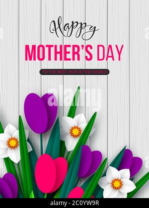 Biglietto di auguri Happy Mothers Day. Illustrazione Vettoriale