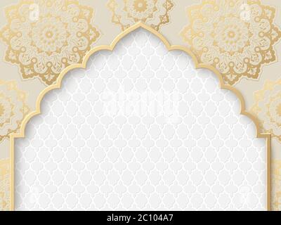 Cornice vettoriale ornata con motivo indiano arabesco. Illustrazione Vettoriale