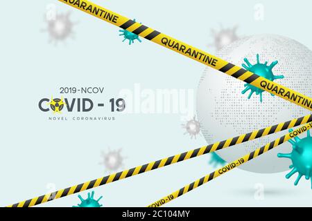 Avviso banner quarantena coronavirus. Illustrazione Vettoriale