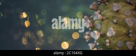 COVID-19 molecola di coronavirus. Banner di sfondo SARS-COV-2. Foto Stock