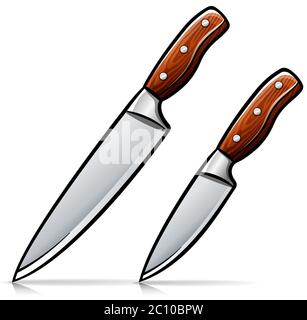 Illustrazione vettoriale del design isolato dei coltelli da cucina Illustrazione Vettoriale