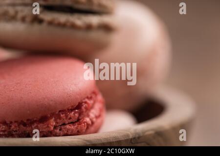 Closeup rosa, beige macaron con messa a fuoco superficiale Foto Stock