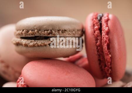 Closeup rosa, beige macaron con messa a fuoco superficiale Foto Stock