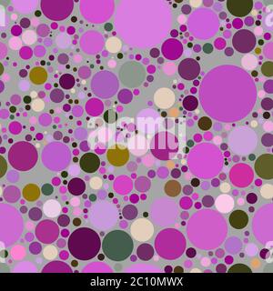 Vector seamless pattern di cerchi viola su sfondo grigio. Foto Stock