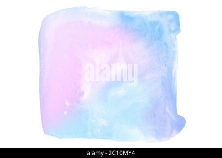 Macchie acquerellate multicolore in colori pastello con macchie naturali su base di carta. Sfondo astratto con striature di vernice uniche. Telaio isolato Foto Stock