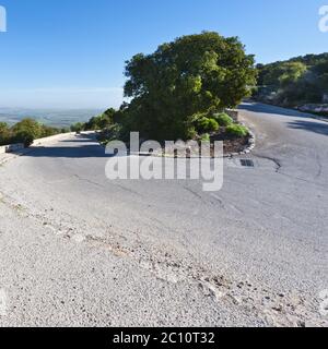 Asfalto per il Monte Tabor Foto Stock