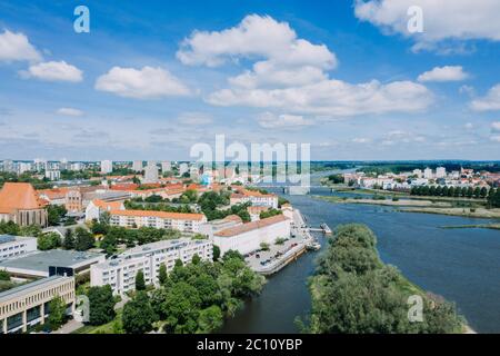 Foto di un paesaggio urbano di Francoforte Oder, Germania, al confine con la Polonia Foto Stock