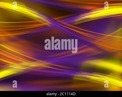 Linee curve viola arancione rosso-arancione su sfondo scuro astratto Foto Stock