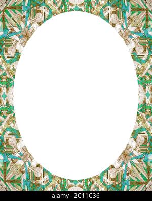 Cerchio bianco sullo sfondo del telaio con bordi decorati Foto Stock
