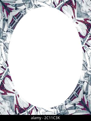 Cerchio bianco sullo sfondo del telaio con bordi decorati Foto Stock