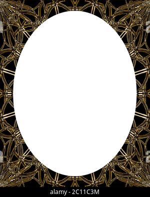 Cerchio bianco sullo sfondo del telaio con bordi decorati Foto Stock