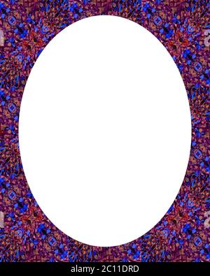 Cerchio bianco sullo sfondo del telaio con bordi decorati Foto Stock