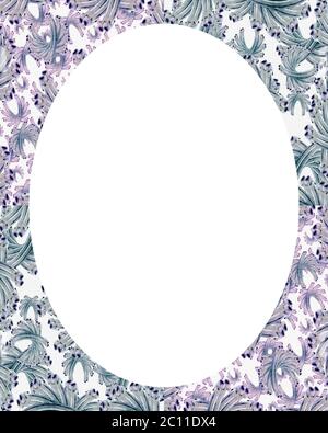 Cerchio bianco sullo sfondo del telaio con bordi decorati Foto Stock