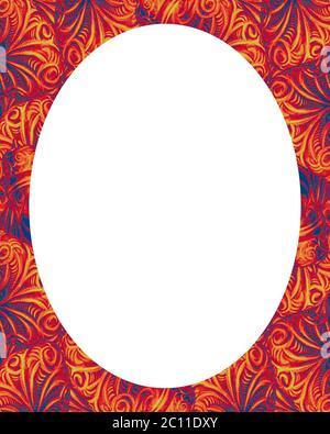 Cerchio bianco sullo sfondo del telaio con bordi decorati Foto Stock