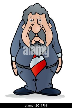 illustrazione di un uomo d'affari grasso su sfondo bianco isolato Foto Stock