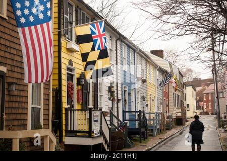 Casa lungo Pinkney Street a Annapolis, Maryland Foto Stock