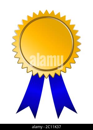 È possibile personalizzare la grafica raster che raffigura una Medaglie di raggiungimento nastro blu award.inside area di medaglia Foto Stock
