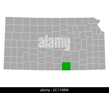 Sumner sulla mappa di Kansas Foto Stock