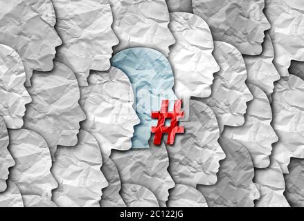 I social media hanno limitato la parola e annullano il concetto di censura culturale o il controllo del pensiero e annullano o limitano le opinioni offensive o co Foto Stock