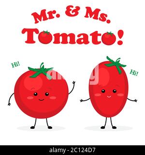 Mister e Missis Tomato simpatico personaggio illustrazione vettoriale Illustrazione Vettoriale