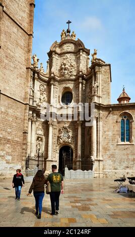 Cattedrale di Valencia, Placa de la Reina, Valencia, Spagna. Foto Stock