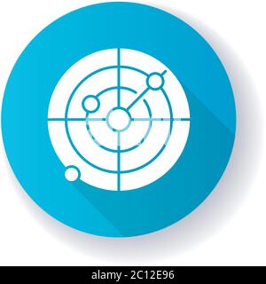 Sonar blu piatto design icona glifo a ombra lunga Illustrazione Vettoriale