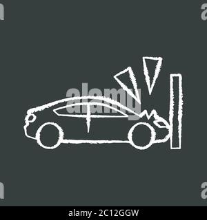 Crash test icona bianca gesso su sfondo nero Illustrazione Vettoriale