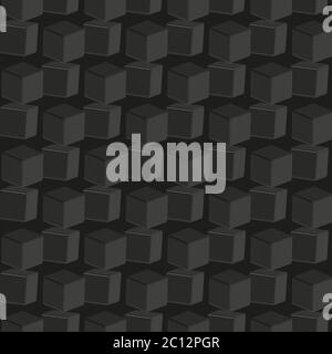 Motivo cubi neri su sfondo nero Illustrazione Vettoriale