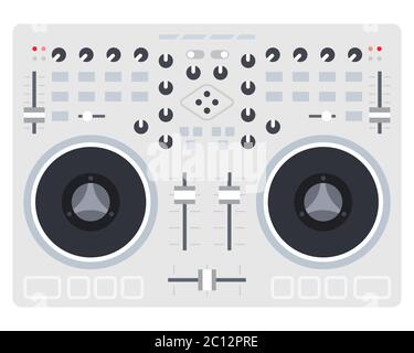Dispositivo elettronico, mixer progettato per miscelare segnali sonori vettore di icone piatto Musician isolato. Illustrazione Vettoriale