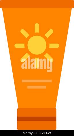 Icona del vettore della protezione solare del tubo isolata in piano Illustrazione Vettoriale