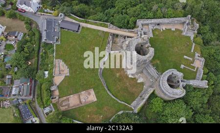 Veduta aerea del Castello di Cilgerran, Cilgerran, vicino a Cardigan, Pembrokeshire Galles UK Foto Stock