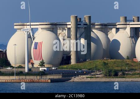 Deer Island Sewage Treatment Plant, Boston, Massachusetts, New England, USA Foto Stock