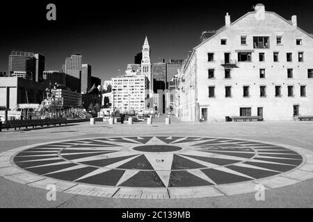 Bussola su Long Wharf, Boston, Massachusetts, STATI UNITI D'AMERICA Foto Stock