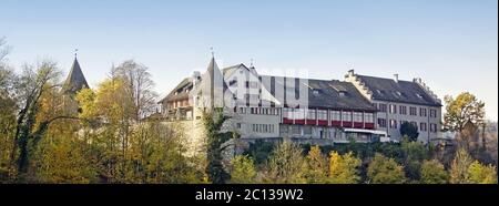 Castello Laufen alle Cascate del Reno, vicino Schaffhausen, Svizzera Foto Stock