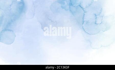 Astratto azzurro acquerello dipinto a mano per sfondo. Colorazione vettore artistico utilizzato come elemento nel disegno decorativo dello sfondo, egli Illustrazione Vettoriale