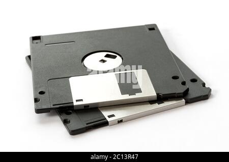 Due floppy disk neri Foto Stock