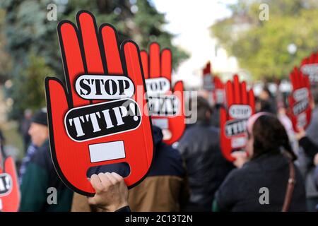 Protesta anti TTIP Foto Stock