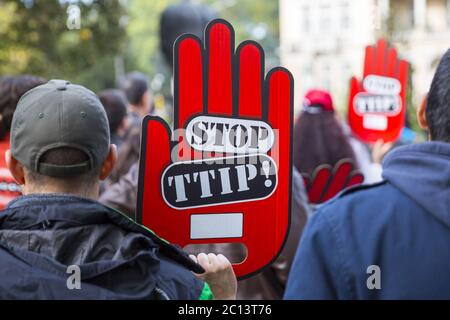 Protesta anti TTIP Foto Stock