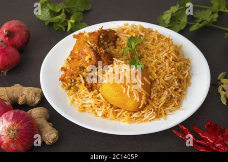 Pollo Biryani pasto indiano di riso asiatico Foto Stock
