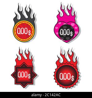 etichetta a prezzo caldo su sfondo bianco isolato. Immagine vettoriale Illustrazione Vettoriale