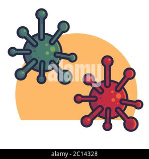Illustrazione del vettore del virus corona. Virus verde. Design piatto Illustrazione Vettoriale