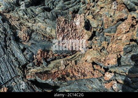 Sfondo di congelati campo di lava al vulcano Tolbachik, dopo l'eruzione nel 2012, Klyuchevskaya Gruppo di vulcani Foto Stock